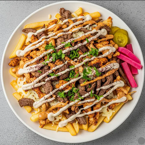 Loaded Mixed Shawarma With Curry & Cheese 